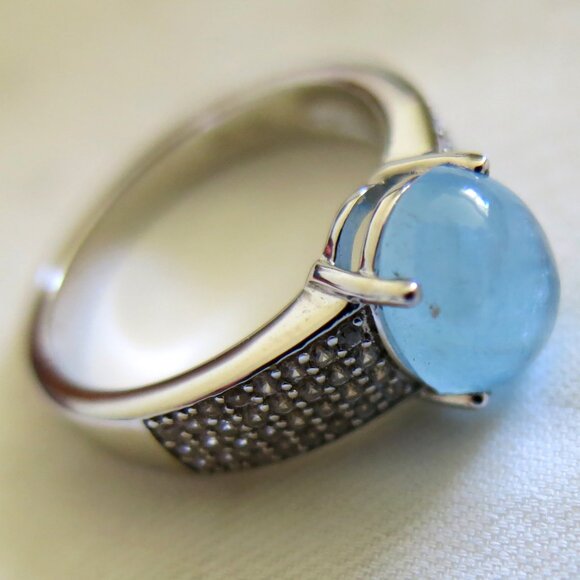 NWT $88 Blue Aquamarine With Rhodium Over Sterling Silver Ring Size 6 - Picture 8 of 12